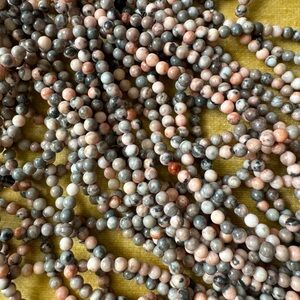 5 15” STRANDS OF PINK ZEBRA JASPER GEMSTONE 6MM ROUND BEADS